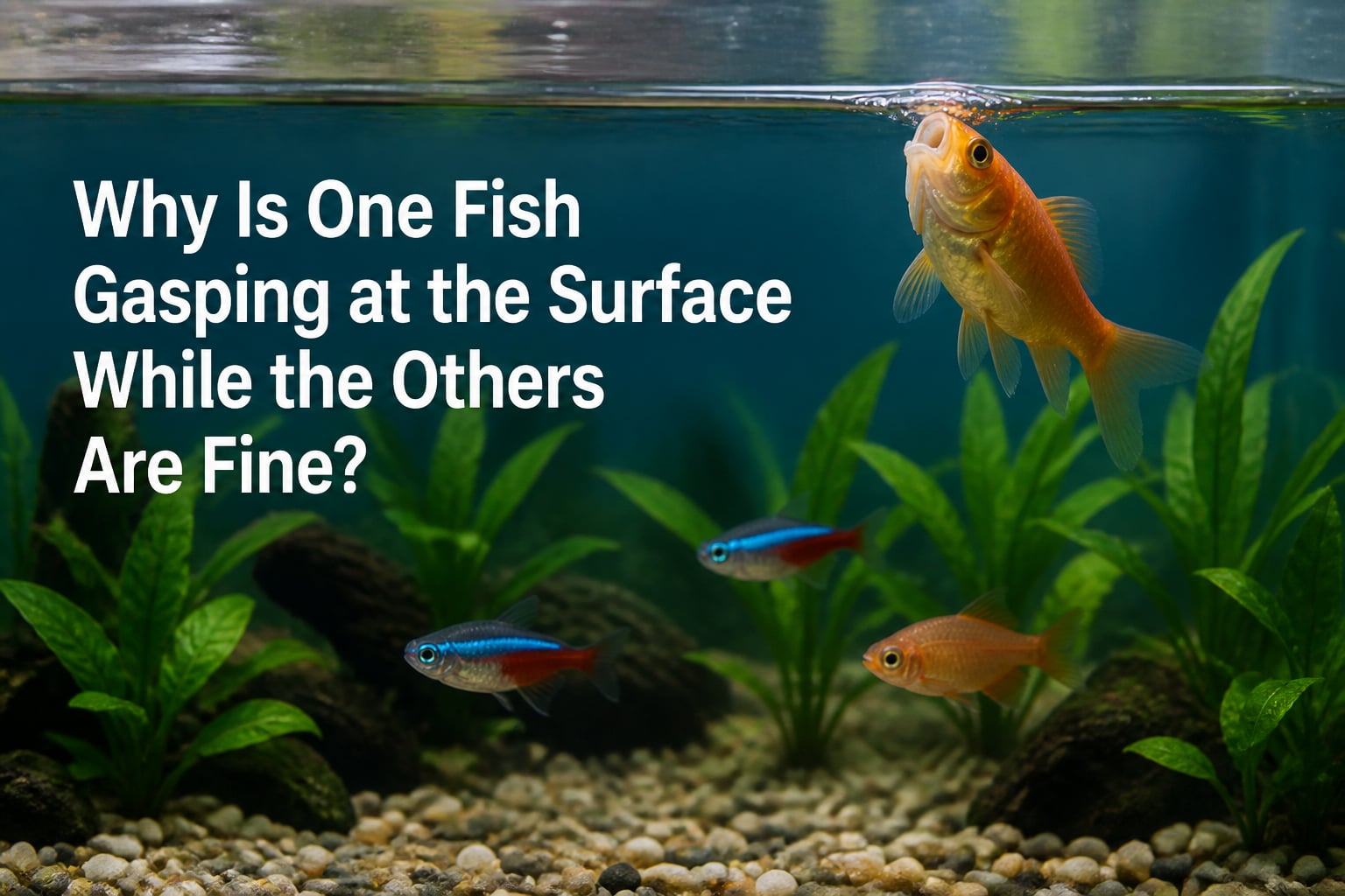 Why Is One Fish Gasping at the Surface While the Others Are Fine?